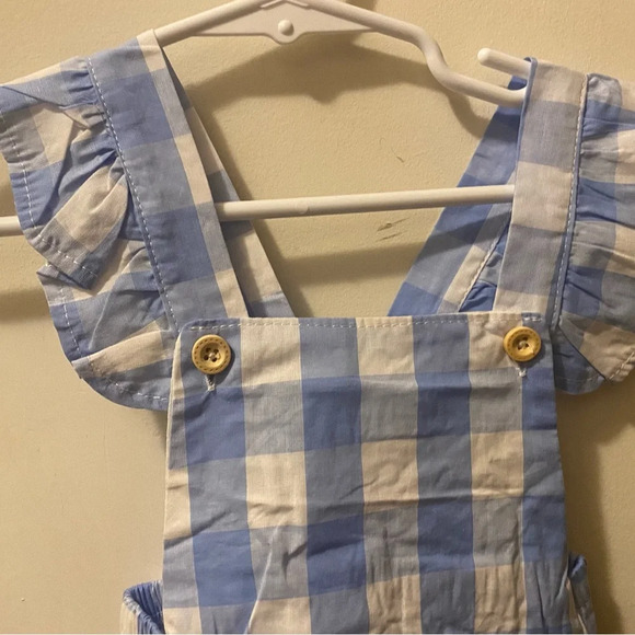New Blue Gingham Romper - Picture 4 of 6